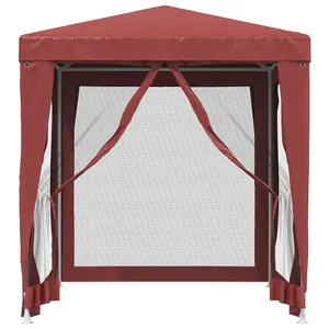 Berkfield Party Tent with 4 Mesh Sidewalls Red 2x2 m HDPE