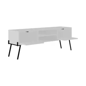 Decortie Naive Modern TV Unit Multimedia Centre White with Storage TV Cabinet 140cm