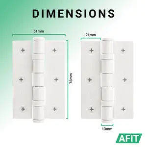 AFIT White Door Hinges - 3 Inch / 76mm  Internal Fire Door Hinges - 3 Pairs