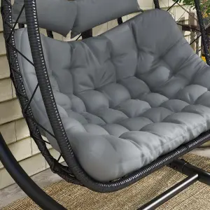 Outsunny PE Hanging Swing Chair w/ Thick Cushion, Patio Hanging Chair, Black