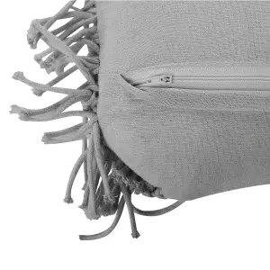 Set of 2 Cushions KIRIKKALE Cotton 30 x 45 cm Geometric Macramé Grey