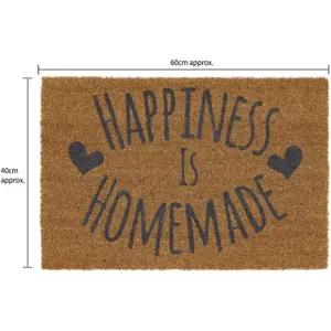 MantraRaj Eco-Friendly Expression Latex Backed Coir Entrance Door Mat Happiness Design Mat