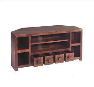 Toko Dark Mango Corner TV Unit - Solid Mango Wood - L45 x W110 x H55 cm