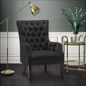 Velvet Black Gabriella Accent Chair