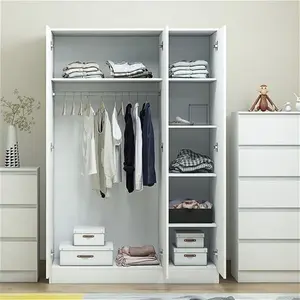 Carlton 3 Door Wardrobe - Soft-Close Hinged Doors And Handleless Push-To-Open Feature Zipcode Design Finish: Matt White