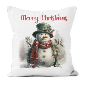 Poly Linen Cushion Christmas Snowman 60cm x 60cm