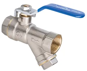 Invena 1 Inch Water Flow Rate Ball Valve with Strainer Female