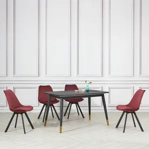 4 Rivas Velvet Upholstered Dining Chairs (Set of 4) Red