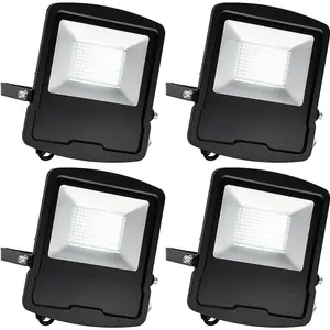 4 PACK Slim Outdoor IP65 Floodlight - 100W Daylight White LED - High Output