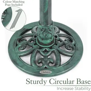 Garden Bird Bath Resin Leaf Birdbath With Rustic Metal Effect H60cm Green Christow