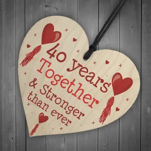 40th Anniversary Gift Wood Heart Perfect Gift For Husband And Wife Him Her Keepsake