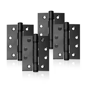 UAP Pack of 2 Door Hinges - 4 Inch - 100x75mm - Mild Steel Ball Bearing Butt - Square Corners - Internal Door - Black