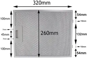 SPARES2GO Metal Grease Filter compatible with Logik Cata Cooker Hood Extractor Vent Fan 320 x 260mm 3 x Filters