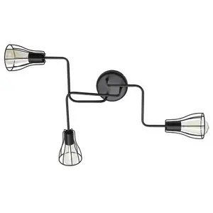 Luminosa Tube Multi Arm Semi Flush Ceiling Light Black 82cm