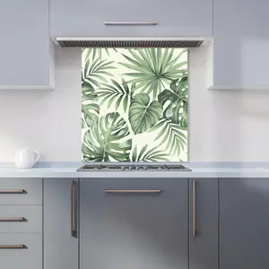 Exotic Palm Leaves Premium Glass Kitchen Splashback W600mm x H650mm