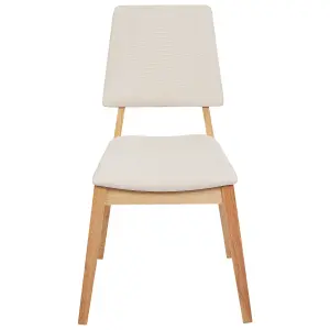 Set of 2 Dining Chairs MERRILL Rubberwood Light Beige