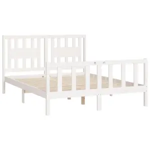 Berkfield Bed Frame with Headboard White Solid Wood Pine 120x200 cm