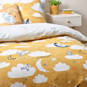 Peter Rabbit™ Sleepy Head Double Duvet Cover Set, Polyester, Cotton, Ochre