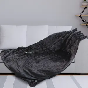 Schallen Luxury Soft Heated Warm Throw Over Blanket with Timer & 10 Heat Settings - Black