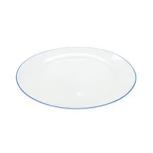 Set of 4 Durable White Ceramic Side Plates with Elegant Blue Rim