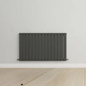 Horizontal Anthracite Single Flat Panel Radiator (H) 600 mm x (W) 1020 mm, 3290 BTU.