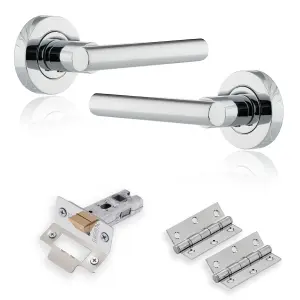 XFORT Polished Chrome Liberty Lever On Rose Latch Pack, Complete Set