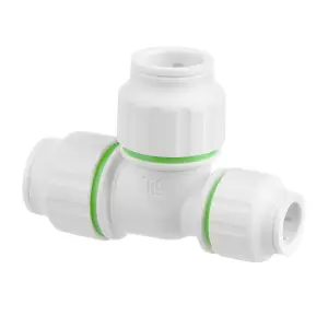 Flomasta SPT67464M White Push-fit Reducing Pipe tee (Dia)22mm x 15mm x 22mm