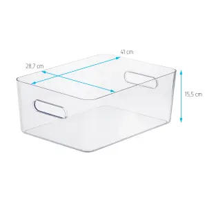 SmartStore Compact Transparent Plastic Stackable Storage crate (H)15.5cm (W)28.7cm (D)41cm