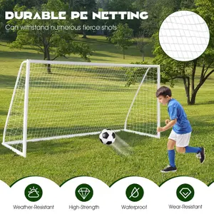 Costway Kids Junior 12 x 6 FT Football Goal Football Training Net Practice Game Target