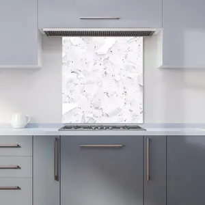 Ice White Quartz Effect Premium Glass Kitchen Splashback W700mm x H750mm