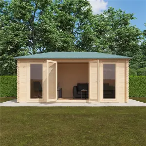 18ft x 10ft (5350mm x 2982mm) Horsforth "The Brooklyn" 44mm Log Cabin With 4 Opening Windows