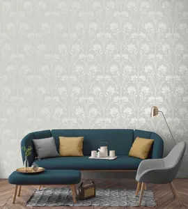 Fine Decor Florence Floral Grey Wallpaper FD42585