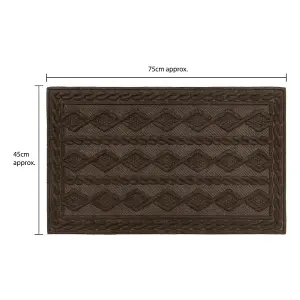 JVL Knit Rubber Backed Indoor Doormat, 45x75cm, Brown