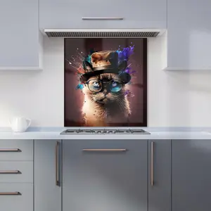 Siamese Cat Face Splashart Premium Glass Kitchen Splashback W600mm x H650mm