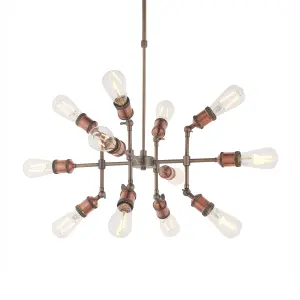 Anson Lighting Lispach 12lt  Aged copper & aged pewter plate Ceiling pendant