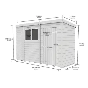 DIY Sheds 11x4 Pent Shed - Single Door Without Windows