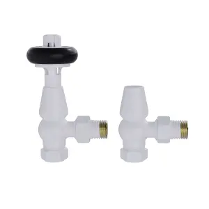 Rinse Bathrooms Chelsea Traditional Angled TRV Thermostatic Radiator Valves White