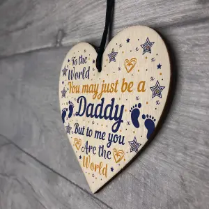 Red Ocean Fathers Day Gift Wood Heart Gift For Daddy Daugther Gifts From Bump Gifts Keepsake Plaque Thank You Gift