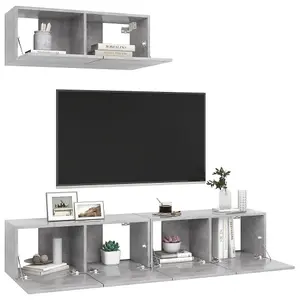 Berkfield TV Cabinets 3 pcs Concrete Grey Engineered Wood