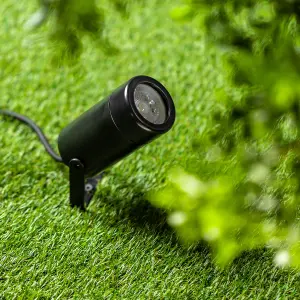 CGC Black GU10 Ground Spot Light Spike or Surface Mount IP44 Weatherproof Polycarbonate Garden Outside Outdoor Path Tree Lamp