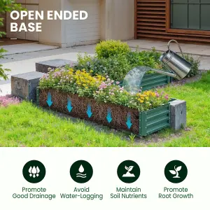 Dark Green L-Shaped Galvanized Steel Garden Flower Bed Metal Raised Planter Box Outdoor Raised Garden Bed Kit L 207 cm x W 277 cm