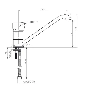 Hommix Rubineta Luka-20 Long Reach Chrome Kitchen Tap