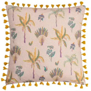 furn. Chamae Floral Tasselled Feather Rich Cushion