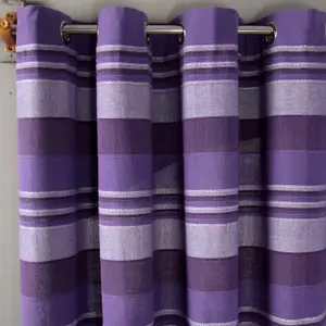 Homescapes Cotton Morocco Striped Mauve Curtain Pair, 66 x 90" Drop