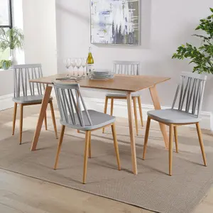 Home Source Rayna Table and 4 Grey Lucy Chairs