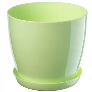 Plant Flower Pot Plastic 20 Colours 9 sizes Gloss Pots Planter Saucer Tray Deco Pastel Green 18cm