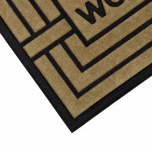 JVL Vienna Rubber Backed Scraper Doormat, 45x75cm, Welcome