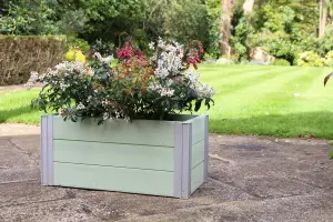 Winawood Wood Effect Rectangular Planter - Duck Egg Green