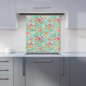 Bright Flower Sketch Premium Glass Kitchen Splashback W900mm x H750mm