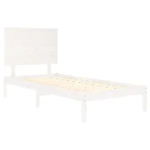 Berkfield Bed Frame White Solid Wood Pine 90x200 cm